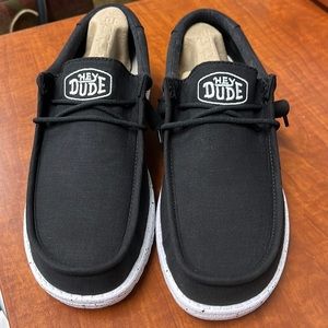 Hey Dude black Wally slub canvas.